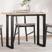 Трапезна маса в стил Industrial Modern, чамова дървесина масив и черна стомана, 100 x 50 см