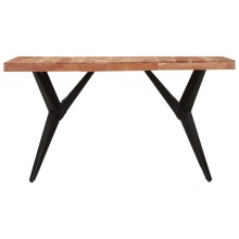 Трапезна маса в стил Mid-Century Modern, акациево дърво масив и черна стомана, 140 x 70 см