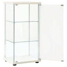 Витрина от закалено стъкло с 3 рафта, бяла, 42,5 x 36,5 x 86 см