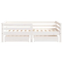 Бебешко Монтесори легло с две чекмеджета, 70x140 см, бор масив, бяло