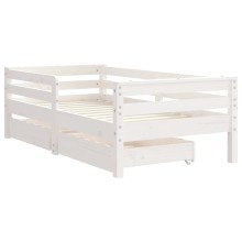 Бебешко Монтесори легло с две чекмеджета, 70x140 см, бор масив, бяло