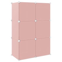 Детски модулен органайзер с 6 отделения, розов, 74 x 36,5 x 108 см