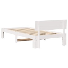 Единично легло PLANK от боров масив, бяло