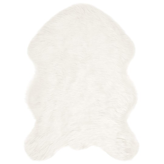 Фигурална пътека TAFALLA с дълъг косъм, имитация на вълна, с анти-слип основа, Бяла