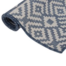 Градински плоскотъкан килим Tribal, сини шевици