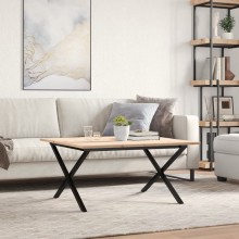 Холна маса в стил Industrial Modern, чамова дървесина масив и черна стомана, 90 x 90 см