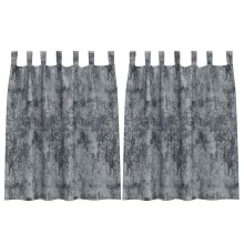 Кадифени завеси в цвят сив с текстилни гайки (уши), 2 бр., 140 x 140 см