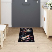 Килим за кухня Floral Print, черен 150 x 45 см Кадифе
