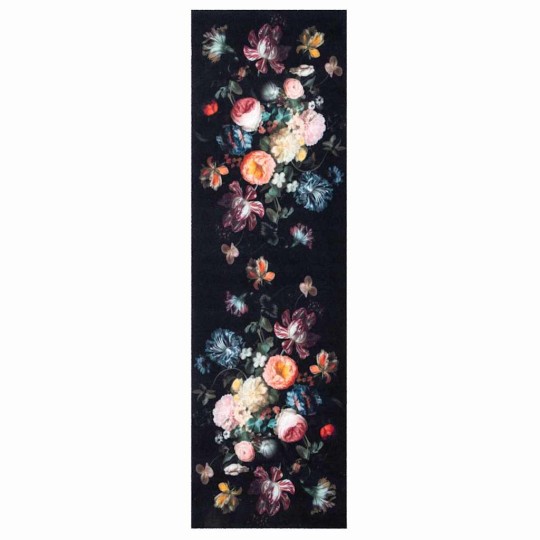 Килим за кухня Floral Print, черен 150 x 45 см Кадифе