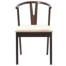 Комплект от 2 трапезни стола тип кресла в стил Mid-Century Modern от масивно каучуково дърво в кафяво и кремаво