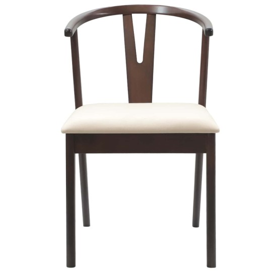 Комплект от 2 трапезни стола тип кресла в стил Mid-Century Modern от масивно каучуково дърво в кафяво и кремаво