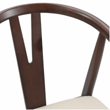 Комплект от 2 трапезни стола тип кресла в стил Mid-Century Modern от масивно каучуково дърво в кафяво и кремаво