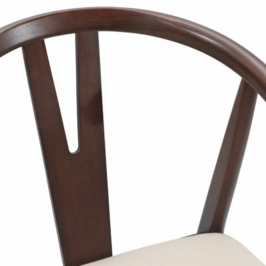 Комплект от 2 трапезни стола тип кресла в стил Mid-Century Modern от масивно каучуково дърво в кафяво и кремаво