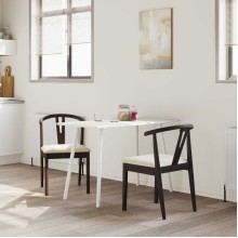 Комплект от 2 трапезни стола тип кресла в стил Mid-Century Modern от масивно каучуково дърво в кафяво и кремаво