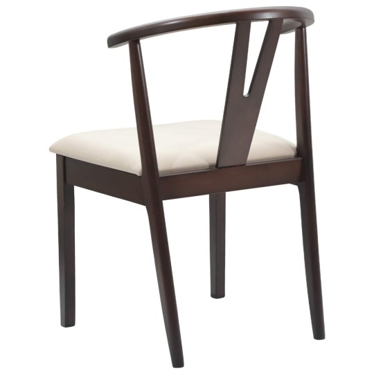 Комплект от 2 трапезни стола тип кресла в стил Mid-Century Modern от масивно каучуково дърво в кафяво и кремаво