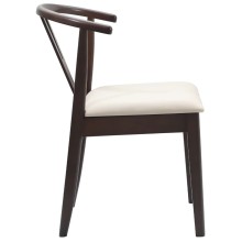 Комплект от 2 трапезни стола тип кресла в стил Mid-Century Modern от масивно каучуково дърво в кафяво и кремаво