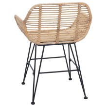 Комплект от 2 трапезни стола тип кресла в стил Modern Boho от естествен ратан и черна желязна рамка