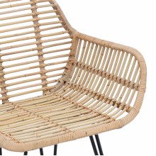 Комплект от 2 трапезни стола тип кресла в стил Modern Boho от естествен ратан и черна желязна рамка