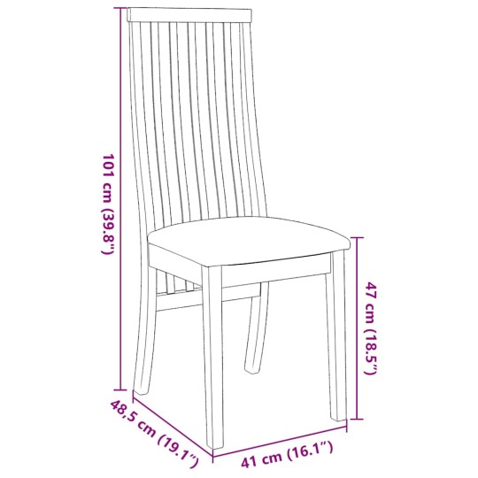 Комплект от 2 трапезни стола в стил Mission от масивно каучуково дърво в орехов финиш и тъмносив текстил