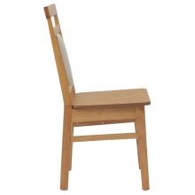 Комплект от 2 трапезни стола в стил Modern Traditional от масивно каучуково дърво в натурален цвят и кремава облегалка