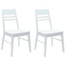 Комплект от 2 трапезни стола в стил Transitional Classic от масивно каучуково дърво в изцяло бял цвят