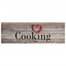 Кухненско килимче I ❤ cooking, сиво, 60x180 см, кадифе