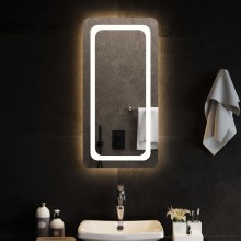 LED стенно огледало за баня с периферна рамка с омекотени ъгли и USB захранване, 40x80 см