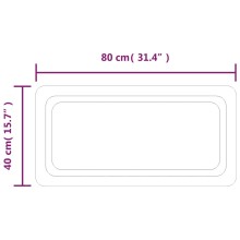 LED стенно огледало за баня с периферна рамка с омекотени ъгли и USB захранване, 40x80 см