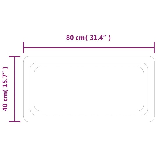 LED стенно огледало за баня с периферна рамка с омекотени ъгли и USB захранване, 40x80 см