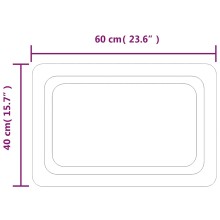 LED стенно огледало за баня с USB захранване и периферна рамка с омекотени ъгли, 60x40 см