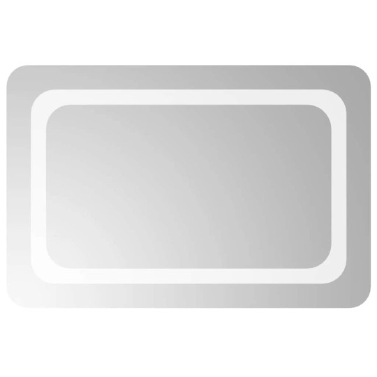LED стенно огледало за баня с USB захранване и периферна рамка с омекотени ъгли, 60x40 см