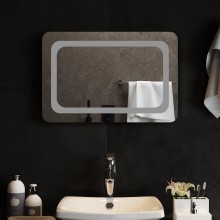 LED стенно огледало за баня с USB захранване и периферна рамка с омекотени ъгли, 60x40 см