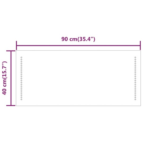 LED стенно огледало за баня с USB захранване и периферно точково осветление, 40x90 см