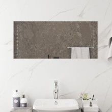 LED стенно огледало за баня с USB захранване и периферно точково осветление, 40x90 см