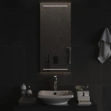 LED стенно огледало за баня с USB захранване и периферно точково осветление, 40x90 см