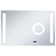 LED стенно огледало за баня със сензор, часовник и увеличителна зона, 100x60 см