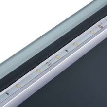 LED стенно огледало за баня със сензор, часовник и увеличителна зона, 100x60 см