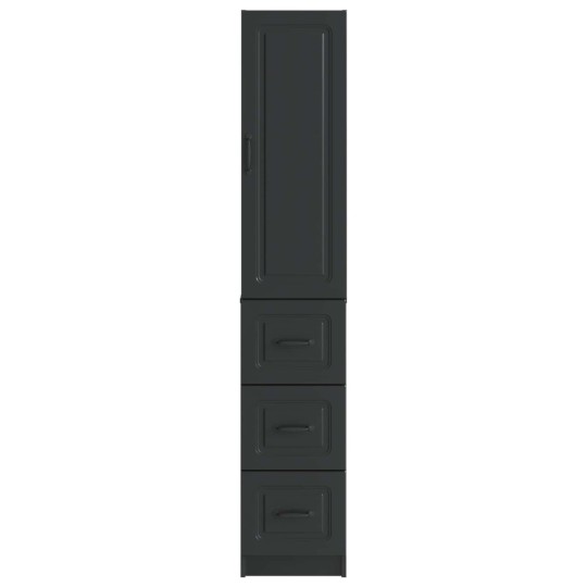 Модулен шкаф с врата и 3 чекмеджета, черен, 33 x 34,5 x 174 см