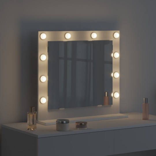 Настолно тоалетно огледало с Холивуд LED осветление бяло 60 x 55 см