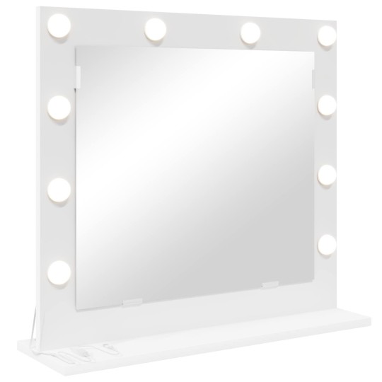 Настолно тоалетно огледало с Холивуд LED осветление бяло 60 x 55 см