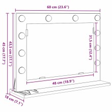 Настолно тоалетно огледало с Холивуд LED осветление опушен дъб 60 x 45 см