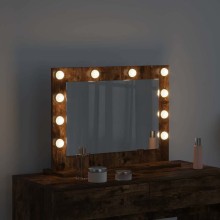Настолно тоалетно огледало с Холивуд LED осветление опушен дъб 60 x 45 см