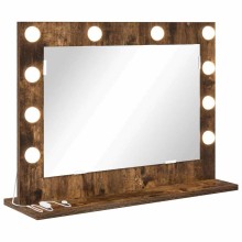 Настолно тоалетно огледало с Холивуд LED осветление опушен дъб 60 x 45 см