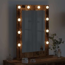 Настолно тоалетно огледало с Холивуд LED осветление опушен дъб 70 x 50 см