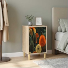 Нощно шкафче ZAANDAM с принт с кактуси върху фронтовете, дъб сонома, 36 x 33 x 60 см