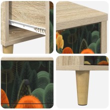 Нощно шкафче ZAANDAM с принт с кактуси върху фронтовете, дъб сонома, 36 x 33 x 60 см