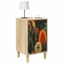 Нощно шкафче ZAANDAM с принт с кактуси върху фронтовете, дъб сонома, 36 x 33 x 60 см
