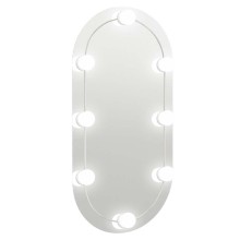 Овално стенно огледало без рамка с 8 регулируеми LED крушки 80 x 40 см
