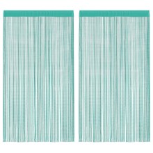 Пердета с ресни в цвят тюркоаз за тръбен корниз, 2 бр., 140 x 250 см