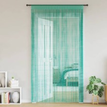 Пердета с ресни в цвят тюркоаз за тръбен корниз, 2 бр., 140 x 250 см
